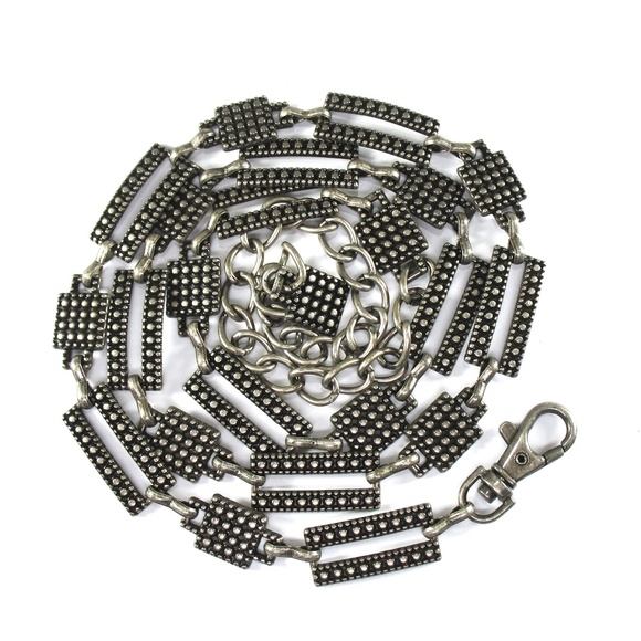 Link Belt, Antiqued Silver, Rivet Pattern, Boho - Picture 2 of 7